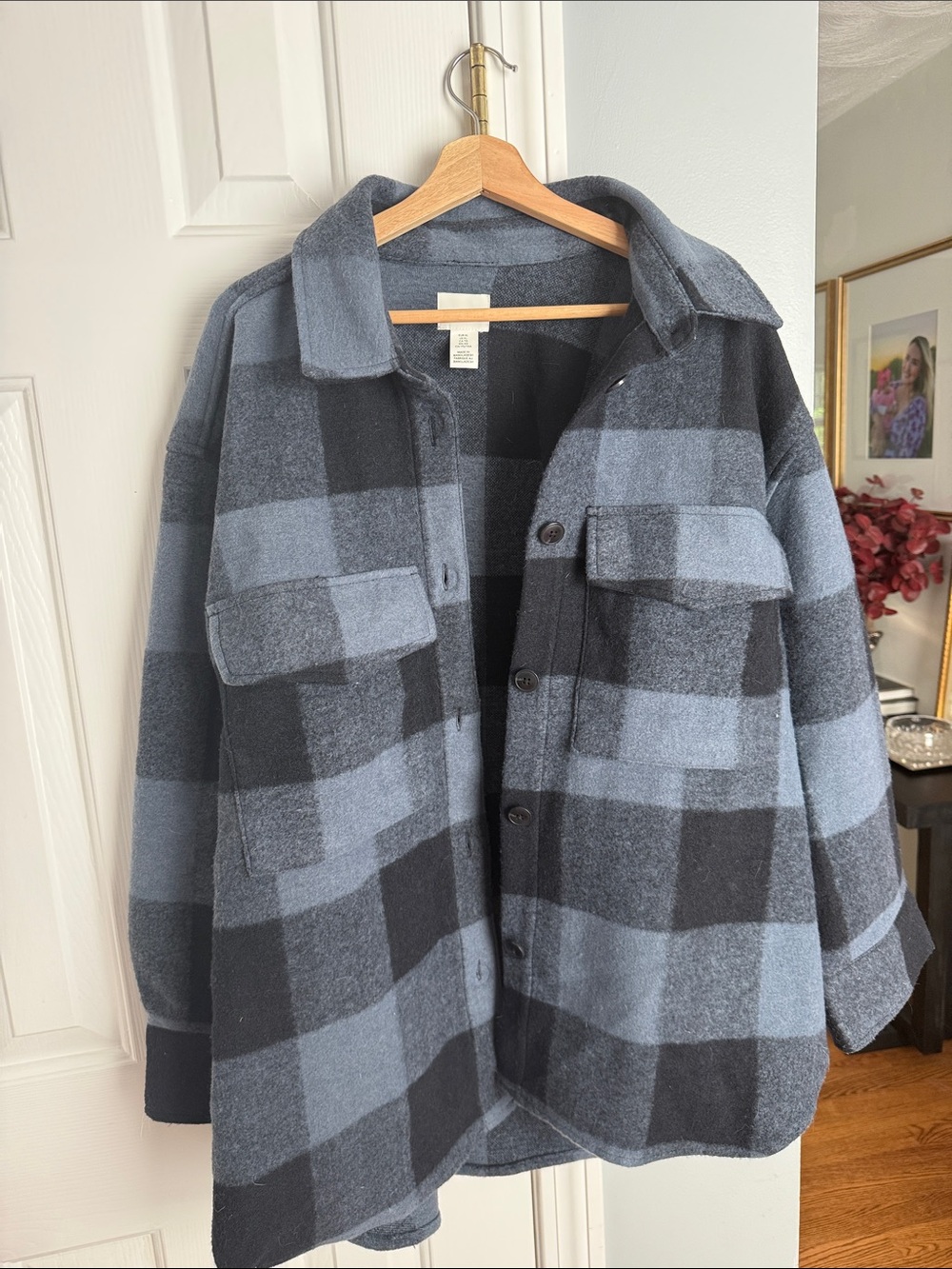 H&M Black & Blue Plaid Shacket